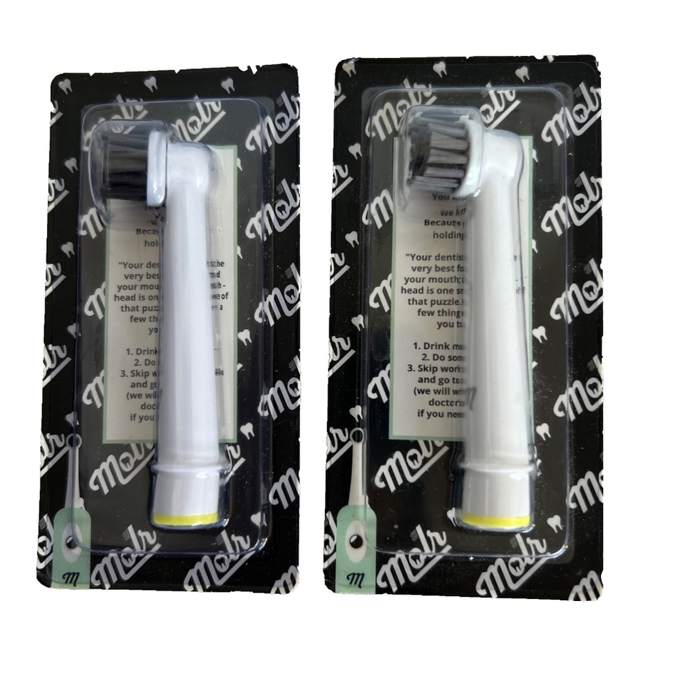 Lot of 2 Molr Dental Club Replacement Toothbrush Heads NEW Sealed Yellow ID Ring